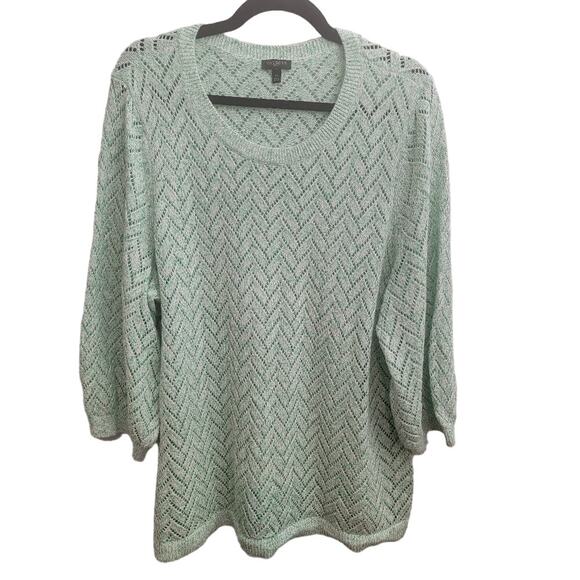 Talbots Knit Sweater Women's 3/4 Sleeves Lightweight Sz 2X Mint Green Jumper - Picture 1 of 10